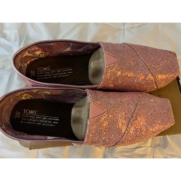 Toms Pink Glitter slip on - Picture 1 of 4